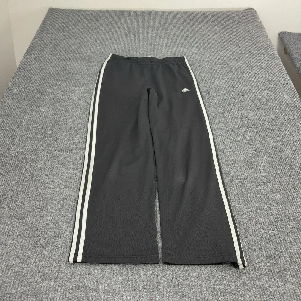 Adidas Track Pants Mens XL Black Polyester Three Stripe Mesh Athletic Sporty